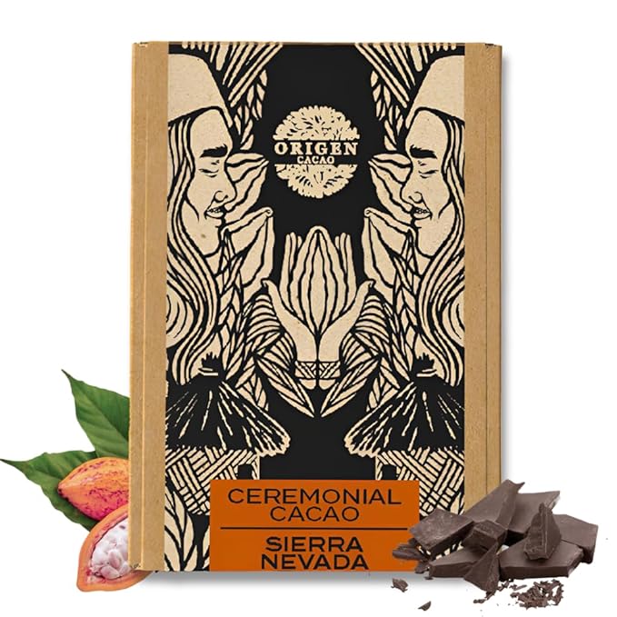 Origen Ceremonial Cacao – 100% Natural Ceremonial Grade Cacao – Unsweetened &amp Anti Oxidant Pure SuperFood – Indigenous Criollo from the Arhuaco Tribe – Vegan Gluten-free – 16 oz Block