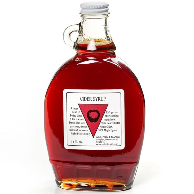 Pure Cider Syrup Vermont Family Farm Made Sweet Tangy Boiled Cider and Pure Maple Syrup Blend 12 fl oz glass bottle