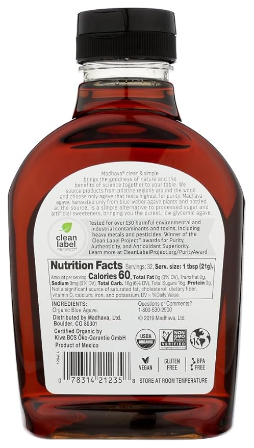 Madhava Organic Agave Nectar Amber 23-Ounce (Pack of 2)