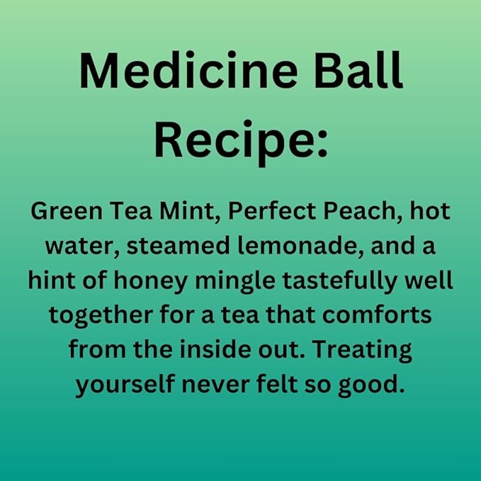 GoHealthful Medicine Ball Cold Buster Tea Bundle 20 Sachets Each (40 Total) of Green Tea Mint and Peach Bundle with 20 GoHealthful Pure Raw Clover Honey Sticks