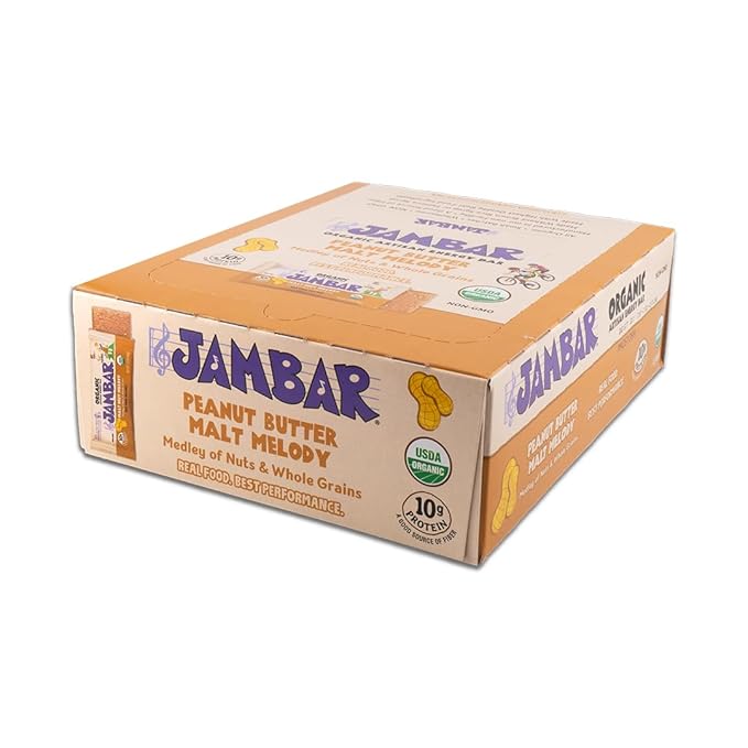 JAMBAR Organic Artisan Energy Bar (Peanut Butter Malt Melody - 12 Pack)