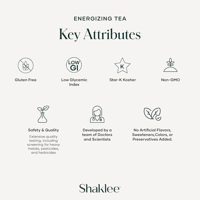 Shaklee Energizing Tea Green Matcha Flavor - Antioxidant-Rich Blend of Green Matcha White and Red Teas for Gentle Energy Lift - Energy Boost On-the-Go Packets - Hot or Cold - 28 Servings