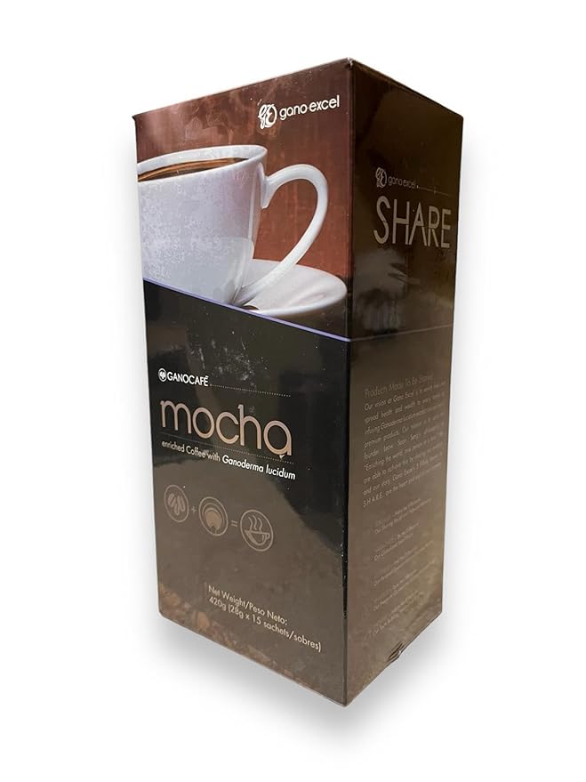 Ganocafe Mocha is a Concoction of Ganoderma Lucidum extract Coffee Beans and Cocoa. Specially Blended to Give you an Authentic Cup of Smooth and Creamy Coffee Exclusively by Gano Excel 15 Sachets.
