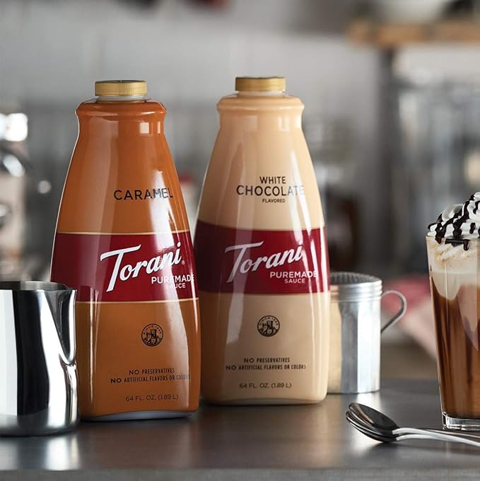Torani Puremade Sauce White Chocolate Flavor GMO Free &amp Gluten Free 64 Fl. Oz. 1.89 L