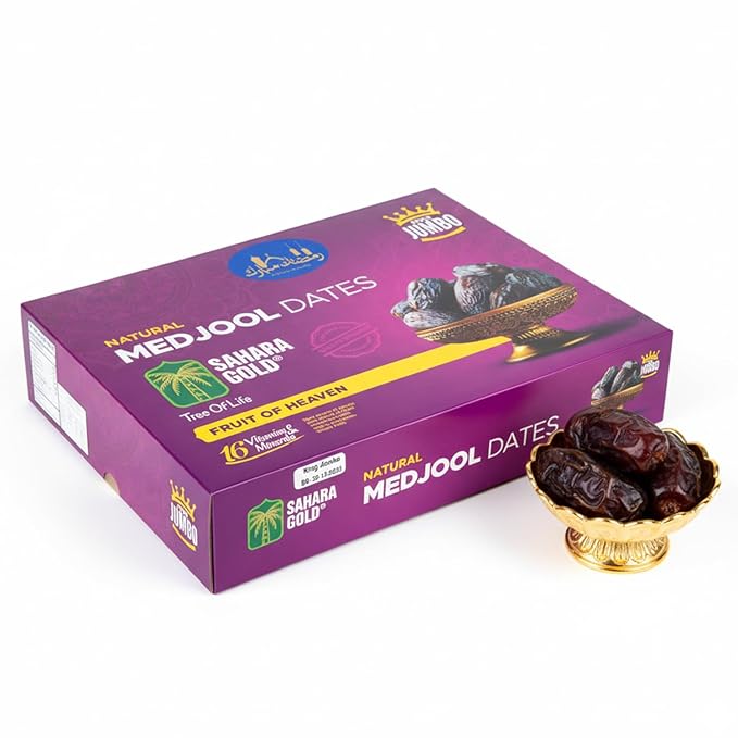Sahara Gold Medjool Dates - Whole Sticky Gluten-Free Natural Sweet Non-Pitted Dates Medjool - Soft Plump High Fiber Fruit Perfect For Ramadan Snacking Jumbo Pack 11 Lb (5 kg)
