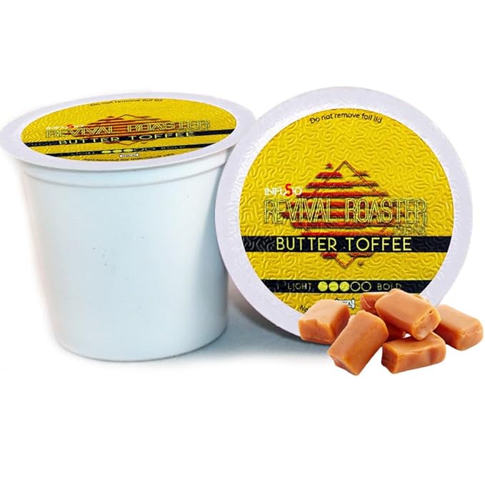 InfuSio Butter Toffee Coffee Pods Single Serve Coffee Pods for Keurig K Cups Brewers - Premium Roasted 96 Count