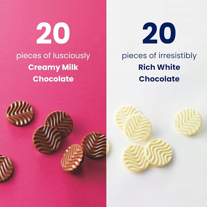 ROYCE' Pure Chocolate Creamy Milk &amp White - Assortment of Milk and White Chocolates | Baking and Desserts | No Artificial Preservatives| Japanese Chocolate from Hokkaido (40 Pieces of Chocolate)