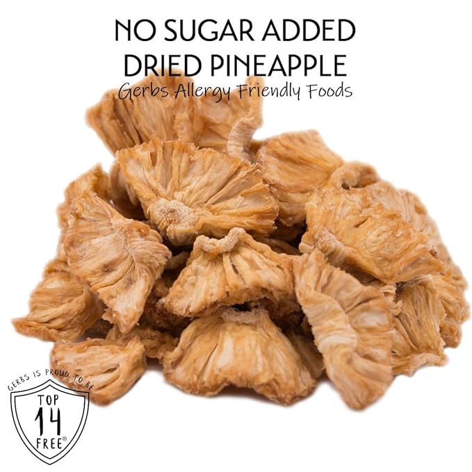 Gerbs Dried Pineapple Unsweetened 2 lbs. | Dehydrated Unsulfured No Added Sugar Resealable Bag | Naturally Tart &amp Energizing | Top 14 Allergen-Free
