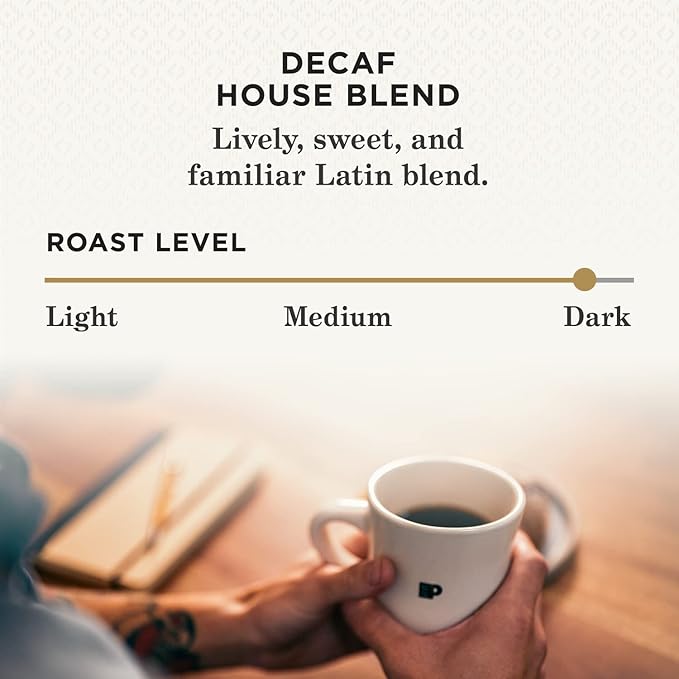 Peet's Coffee Dark Roast Decaf Keurig K-Cup Pods Decaffeinated Arabica Coffee - Decaf House Blend 88 Count (4 Boxes of 22 K-Cup Pods)