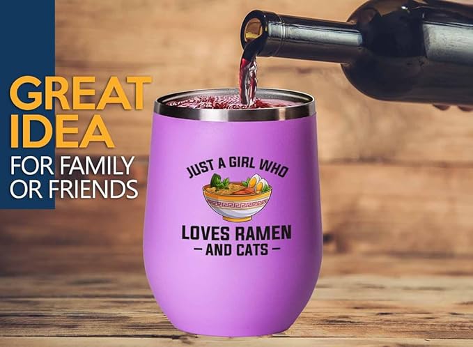 Ramen Lover Blue Edition Wine Tumbler 12oz - Just a girl who loves - Food Lovers chicken pumpkin vegan pantry spicy noodles