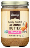 Woodstock Almond Butter - Lightly Toasted - Unsalted - Case of 12 - 16 oz.