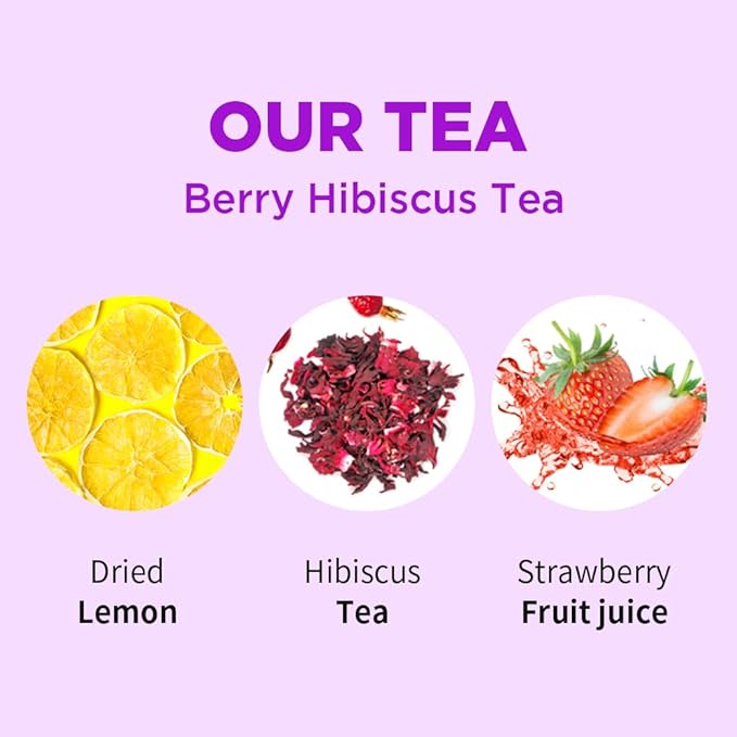 ROASTIQUE Berry Some Hibiscus with Real Dried Fruit – Premium Orgainc Tea Sweet Fruit Blend Hot or Iced Tea Eco-friendly PLA bags 8 Tea Bags