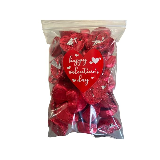 40 Count Valentine Milk Chocolate Hearts | Individually Wrapped Party Candy 1.25”