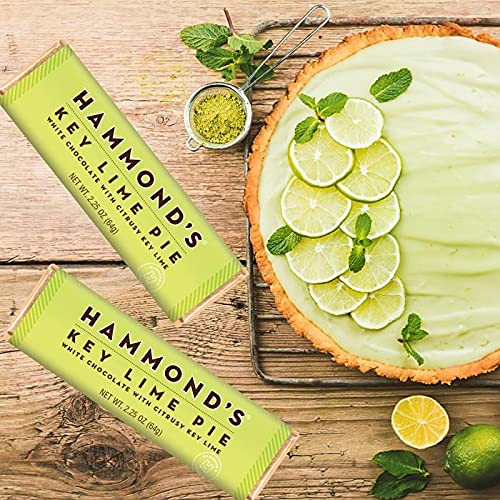 Hammond's Candies Gourmet Chocolate Candy Bars – Key Lime Pie | Sweet White Chocolate with a Citrus Lime Twist Citrus Chocolate Bar Certified Kosher Handcrafted in the USA | Pack of 5
