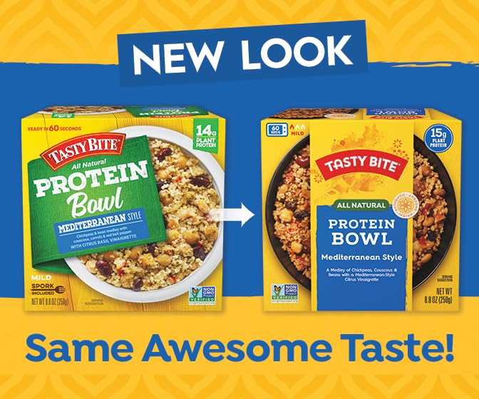 Tasty Bite Mediterranean Protein Bowl 8.8 Ounce Pack of 6 Ready to Eat Microwaveable Vegan 14 Grams Plant Protein