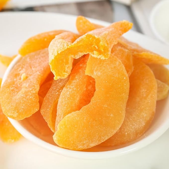 SIJIYUNLI-Dried Yellow Peach 500g/17.6oz Dried Slices Gluten Free and Vegan Free Preserved Peach Fruit Suitable for Snacks and Baking Sweet and Sour Preserved Ideal for Breakfast and Desserts