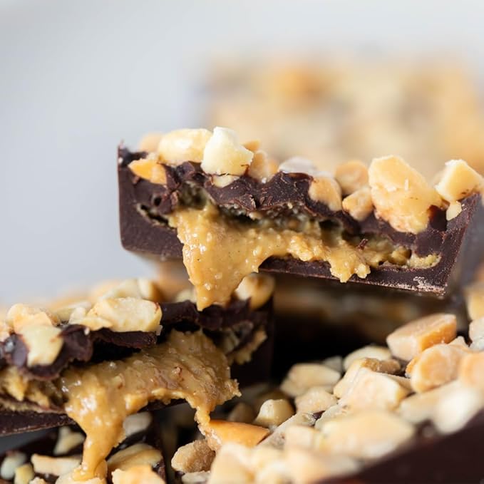 JOJO's Dark Chocolate Peanut Butter Filled Healthy Snack Low Sugar Low Carb Gluten Free Non GMO Paleo &amp Keto Friendly Made with Plant Based Hemp Protein Vegan (4 Count)