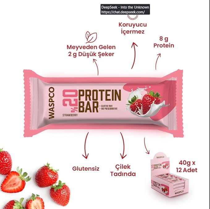 (12 Count) Protein Bars STRAWBERRY Gluten Free with 8g Protein and 0.7g Sugar 40G