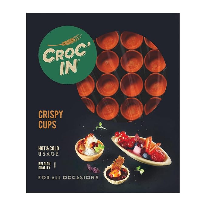CROC'IN - Orange Mini Tart Shells - Edible Appetizer Or Dessert Cups - Pastry Pans - Artisanal &amp Vegan Confection - 60 Pieces