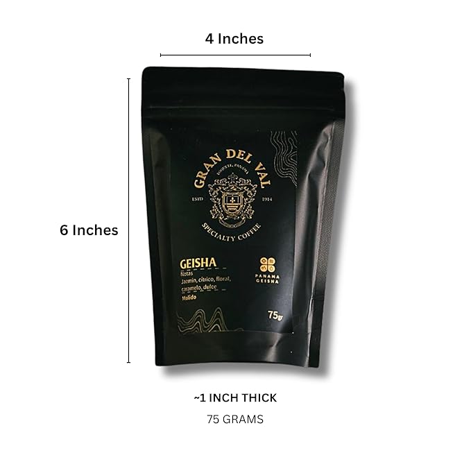 Gran Del Val Panama Geisha Coffee – 2.2 oz Whole Bean – Great for Sampling Washed Light Roast from Boquete Highlands – Notes of Jasmine Citrus Floral &amp Sweet Caramel