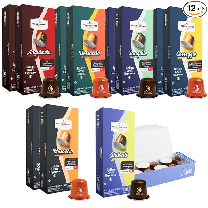 Fresh Roasted Coffee Espresso Pods for Nespresso OriginalLine Italian Craft Espresso Variety 120 Recyclable Aluminum Capsules