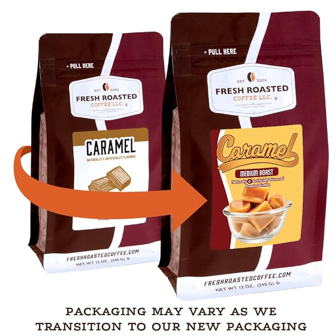 Fresh Roasted Coffee Caramel Flavored Coffee 5 lb (80 oz) Medium Roast Kosher Ground