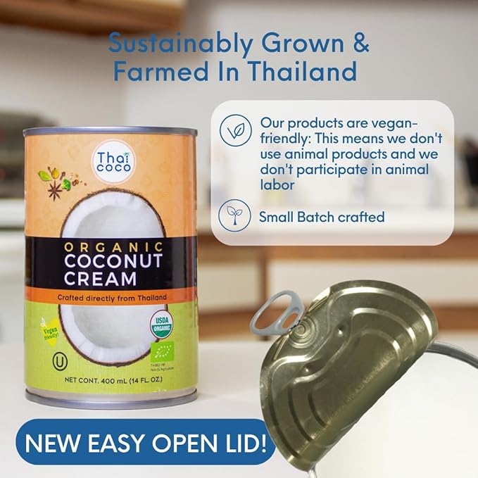 Thai Coco - Organic Coconut Cream Full Fat Unsweetened Heavy Cream - 14 fl. oz. 6 Pk
