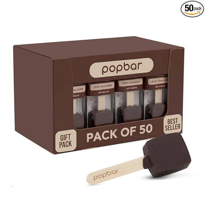 Popbar - Hot Chocolate Sticks - 50 Pack Bulk Case - Ideal for Holidays Birthdays Corporate Office Gifts Stocking Stuffers Thanksgiving Christmas Hanukkah Cocoa Bomb Lovers (Dark Chocolate)