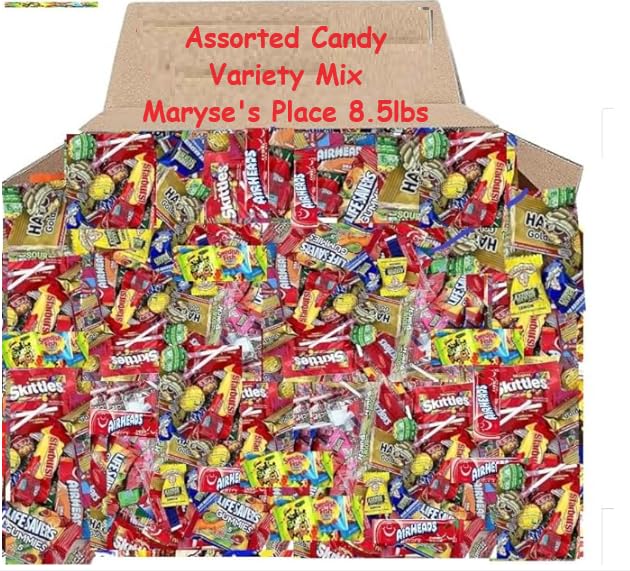 ASSORTED VARIETY BULK CANDY MIX 8.5 LB of Assorted Individually Wrapped Snack Size Candy Mix Skittles Starburst Haribo Jolly Ranchers and More for Pinata Filler Kids Parties and Office Candy