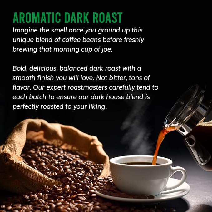 Trejo's Coffee House Blend Dark Roast Whole Bean Coffee 12 Ounce Bag 100% Arabica