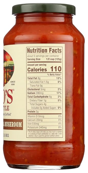 Rao's Homemade All Natural Italian Sausage &amp Mushroom Sauce 24 oz (12 Pack)