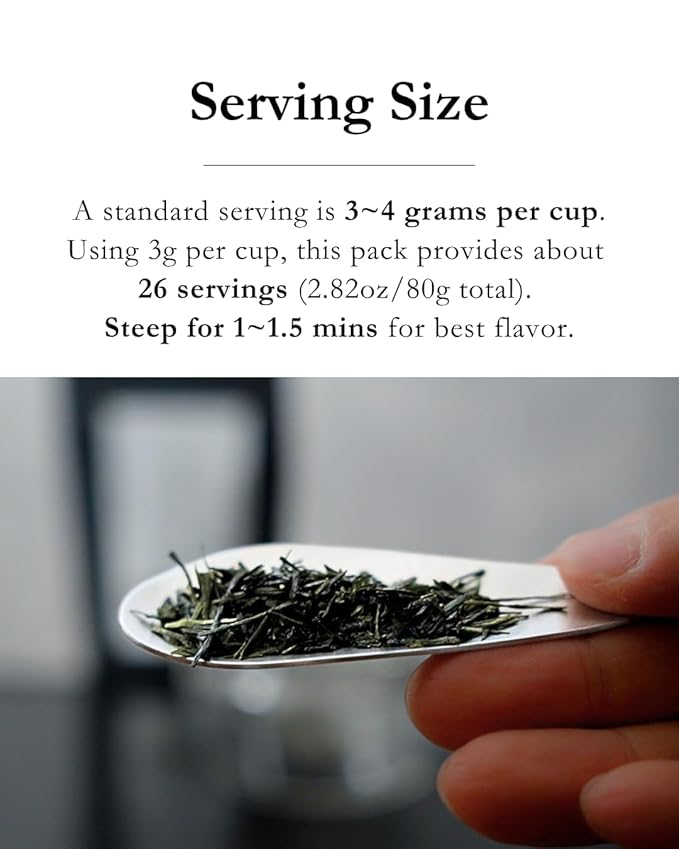 Emptea Asamushi Sencha Loose Leaf Japanese Green Tea (Organic) - Light Steamed First Harvest Floral &amp Aromatic Authentic Sencha Tea Blend from Japan 2.82oz (80g)
