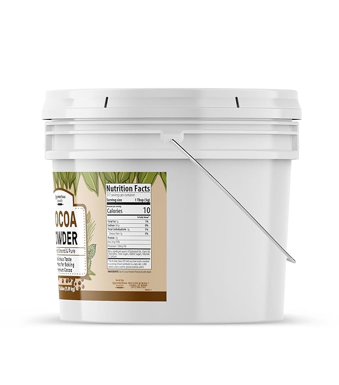 Unpretentious Dutch Cocoa Powder 1 Gallon Bucket Brownies Cookies Shakes Food Storage