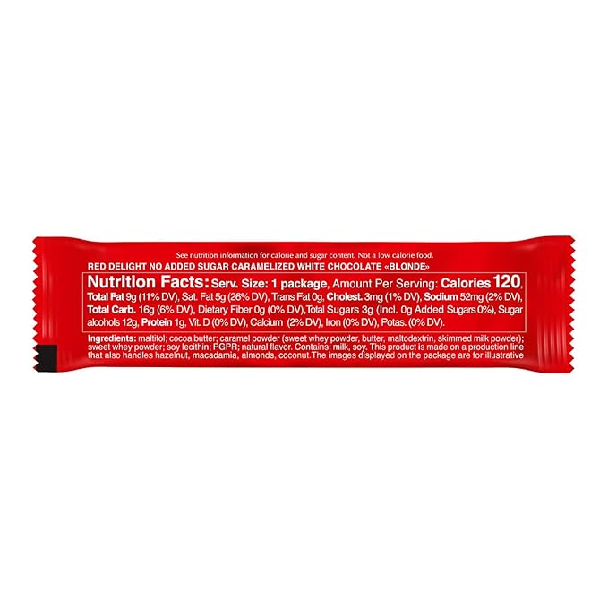 RED Delight®™ Blonde Caramelized White Chocolate 12 Count Box of Grab N Go Travel Size Bars (0.92 Ounces Each) (6 Boxes - Total of 72 Bars)