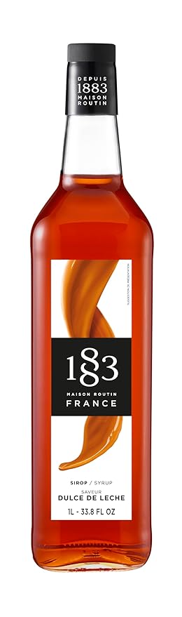 1883 Dulce de Leche All-Natural Syrup – Caramelised Milk Flavour for Coffee Hot Chocolate Cocktails &amp Desserts – Vegan-Friendly No Preservatives – 1L Glass Bottle