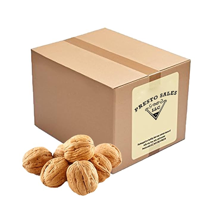 Walnuts Current new crop In shell Hartley choice Low-Carb High-Protein Unshelled Fresh Easy to crack Healthy snack Dietetic Vegan Packed in 5 lbs. (80 oz) box by Presto Sales