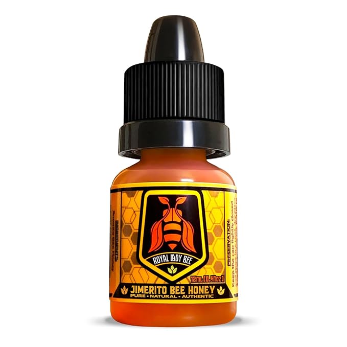 Jimerito Honey | Stingless Bee Honey | Miel Jimerito | 100% Natural | Authentic | Pure | Raw | Sweet &amp Tangy | Yucatán | Royal Lady Bee | 12mL Dropper Bottle