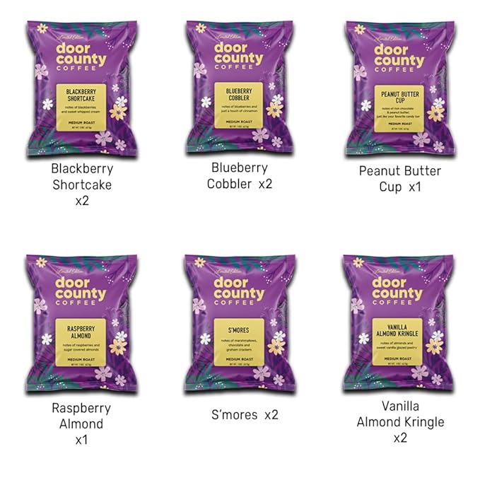 Gourmet Flavored Coffee Spring &amp Summer Sampler Pack - 10 Unique Spring Flavored Coffees - Roasted by Door County Coffee