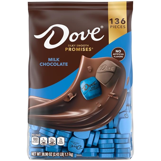 DOVE Promises Milk Chocolate Candy Individually Wrapped Bulk Pack (38.09 oz 136 Piece) Bag 8.46 ounces