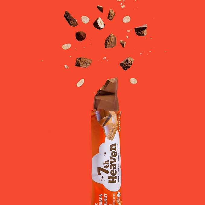 7th Heaven Vegan Oat Milk Chocolate Snack Bars: Rice Crisps and Hazelnut Cream - (1.6 oz - 6 Pack) Healthy Chocolate Perfect Valentines Gift For Your Loved Ones 100% Dairy Free Non GMO Kosher Pa