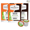 Fresh Roasted Coffee Organic Sumatra Water-Processed Half-Caf | 100% Single Origin USDA Organic Kosher | Medium Roast K-Cup Compatible | 72 Pods