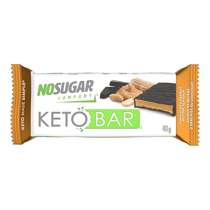 No Sugar Keto Bar Snack - Low Carb No Sugar Keto Snack Food with Keto Friendly Macros (12 x 1.41oz Bars Peanut Butter)