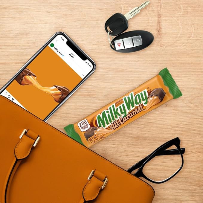 MILKY WAY All Caramel Milk Chocolate Bar Caramel Candy Full Size Bar 1.55 Oz Single Pack 24 Count