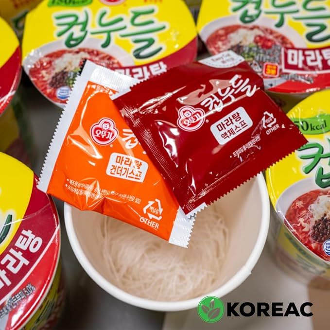 KOREAC_Korean Instant Diet Ramen Cup of Noodles Maratang - Low Calorie Snack Delicious Maratang Flavor Low Spice Not Greasy Very Popular in Korea (Spicy Noodles Flavour 150kcal X 6pcs)(Peanut but