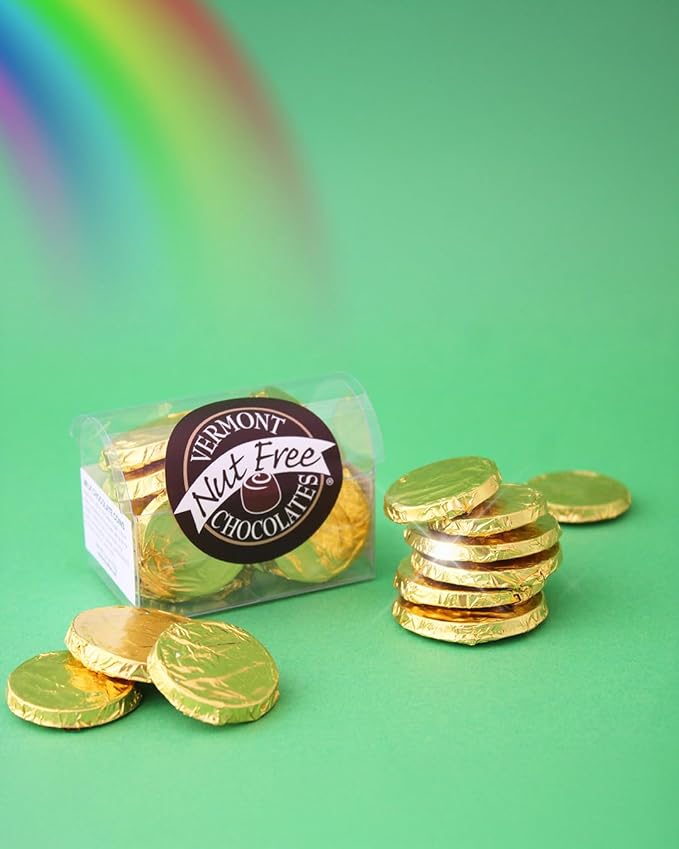 Vermont Nut Free Chocolates Dark Chocolate Coin Chest (2-Pack - 12 coins per pack) Nut-free Egg-free Kosher