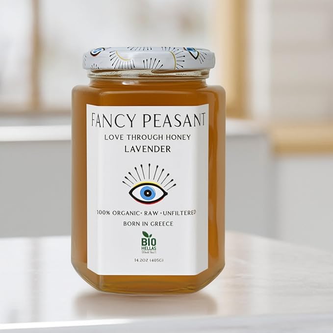 Fancy Peasant Greek Lavender Honey Organic Raw Honey Jar Unfiltered Pure &amp Natural 14.2oz