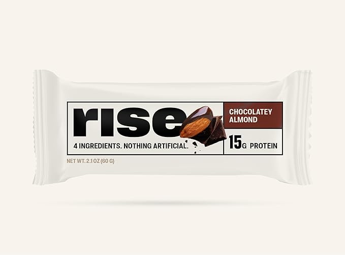 Rise Whey Protein Bars - Chocolatey Almond | Breakfast &amp Protein Snack (12 Pack)