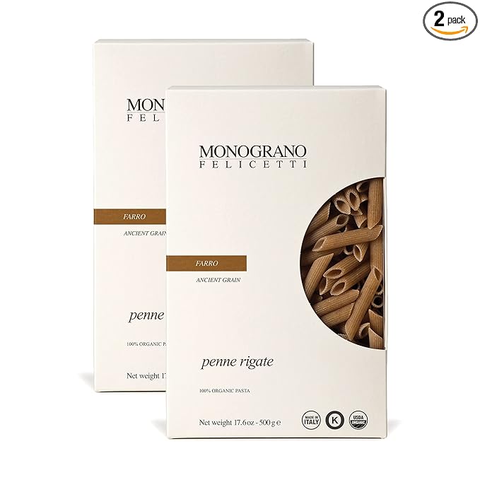 Monograno Felicetti Farro Penne Rigate Pasta Italian Organic Non-GMO 17.6oz (500g) 2 Pack