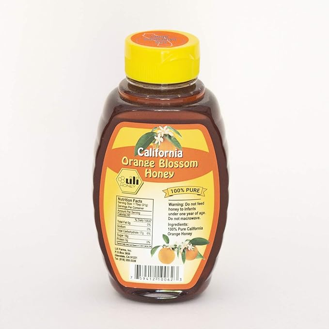 California Raw Orange Blossom Honey Squeezable Jar 16 Ounces 1 Lb Pure Natural Gift Wrapped Pack Of Two