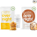 Oats Overnight Maple Pancakes 8 Pack + BlenderBottle &amp Cinnamon Roll 8 Pack - 20g Protein High Fiber Breakfast Shake - Gluten Free Non GMO Oatmeal
